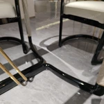 Marble-End Dining Table with Dark Glossy Center and Woven Leather-Wrapped Legs